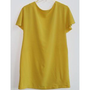 Zara, Short-Sleeve Ruffle Dress, Mustard Yellow, Size S